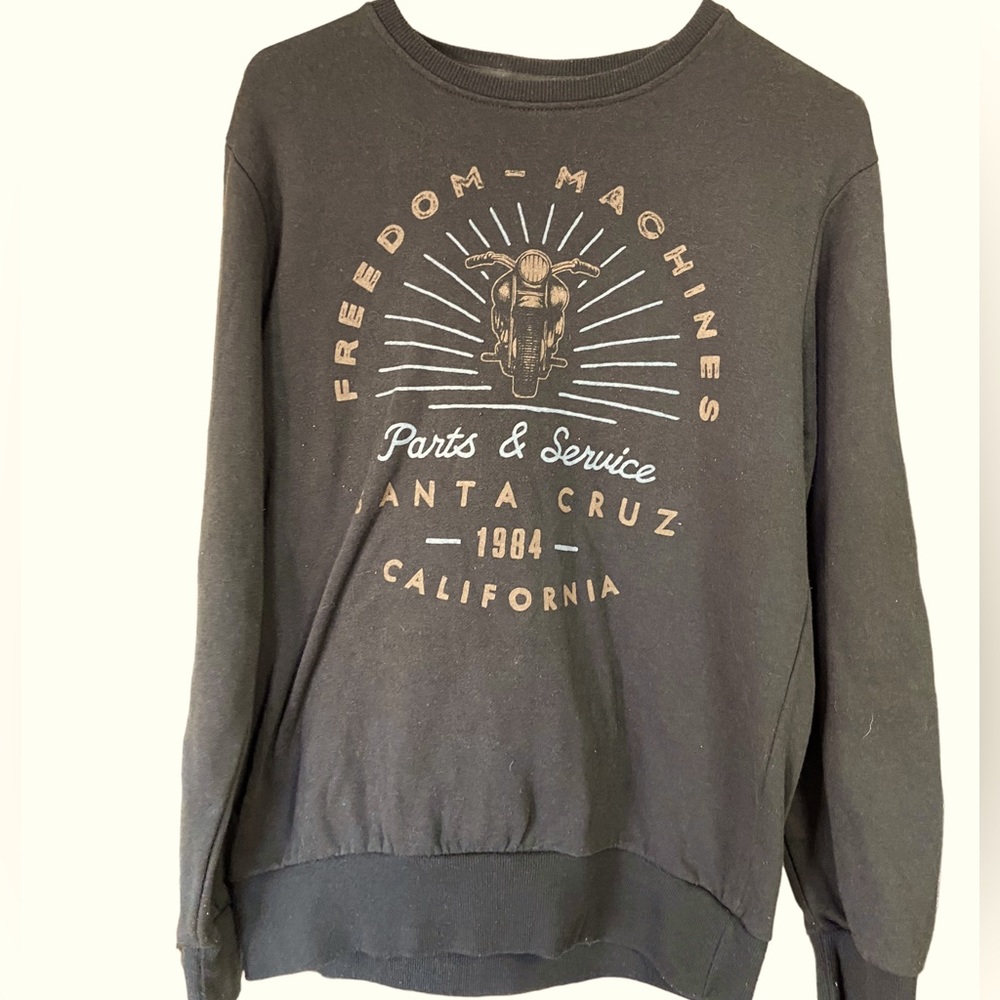 Freedom Machines Motorcycle Santa Cruz California Brown Surf Sweatshirt Men’s S